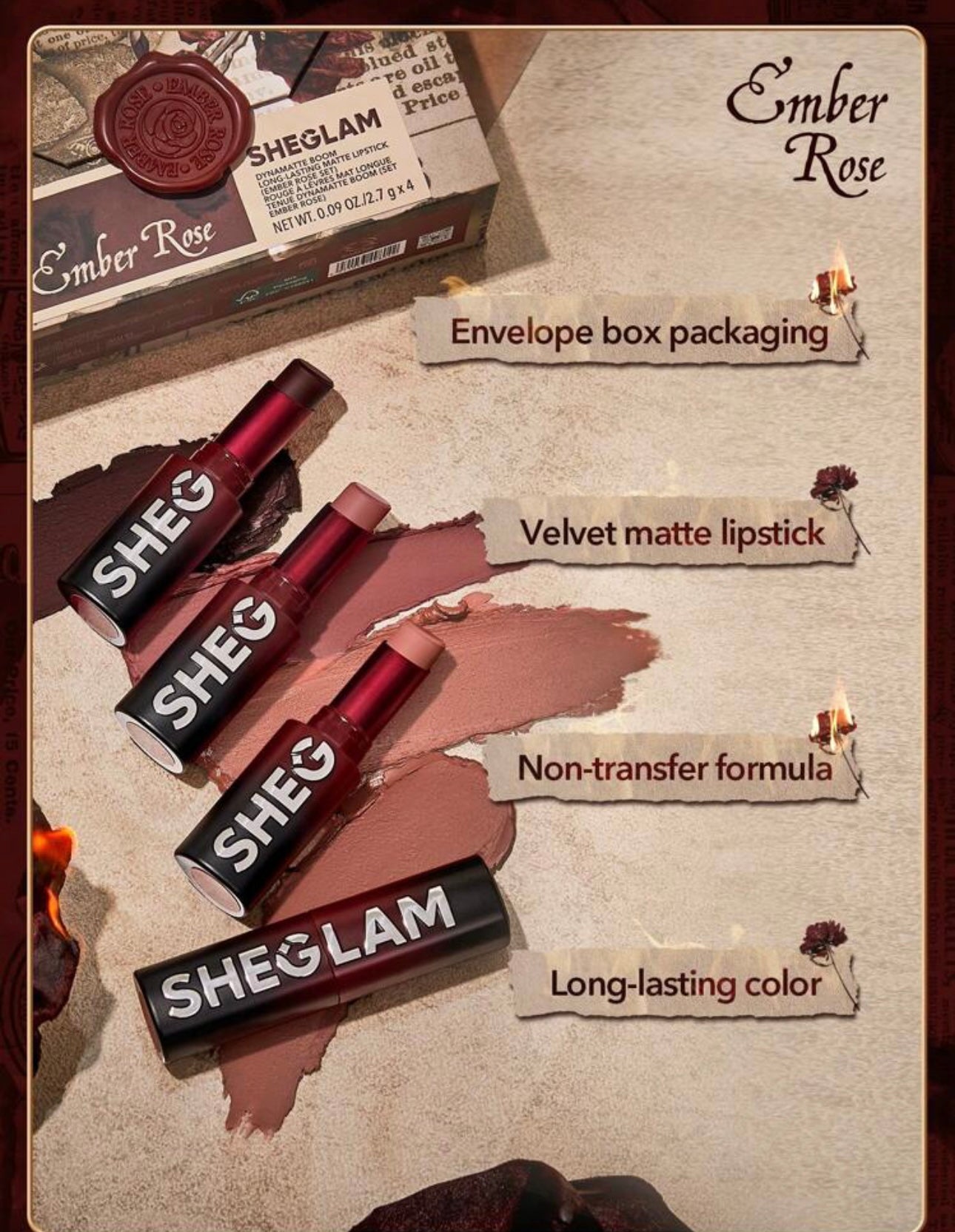 SHEGLAM - pack de 4 Rouge à lèvres