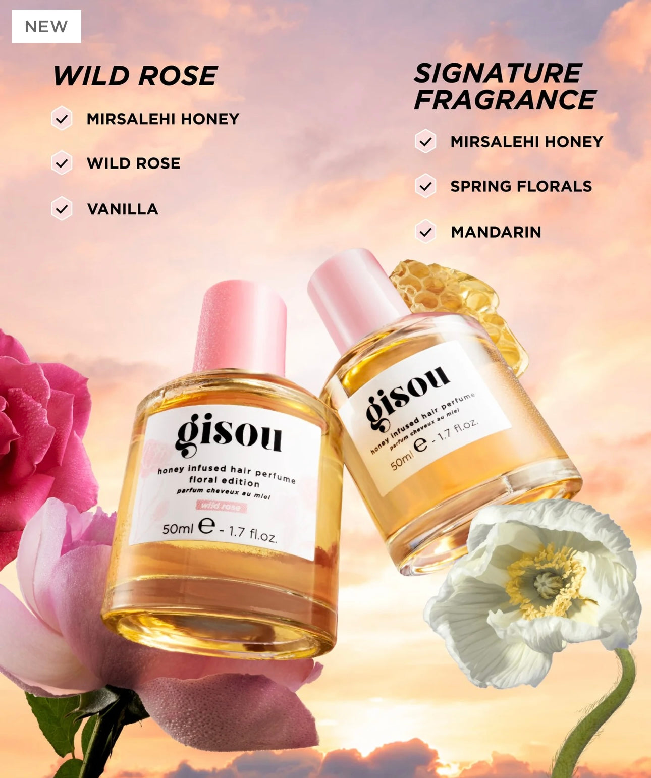 GISOU - Honey🍯/Wild Rose 🌸 infused Hair Parfume (50 ML )