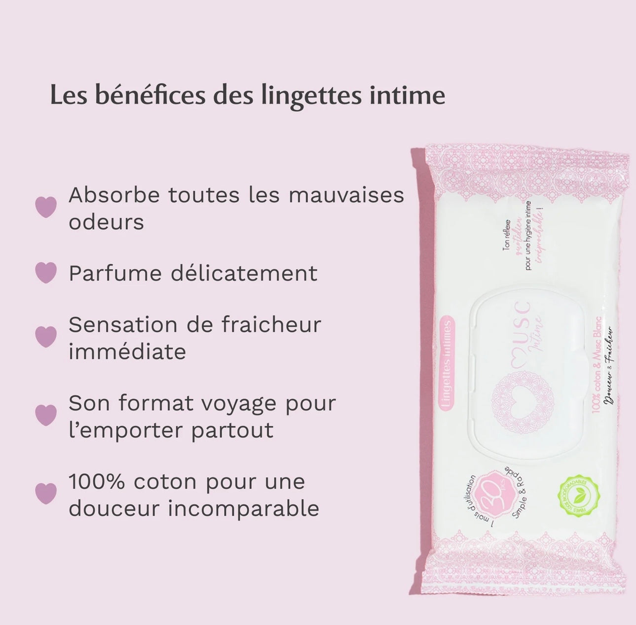 Musc intime - lingettes intimes - paquet de (30pcs )