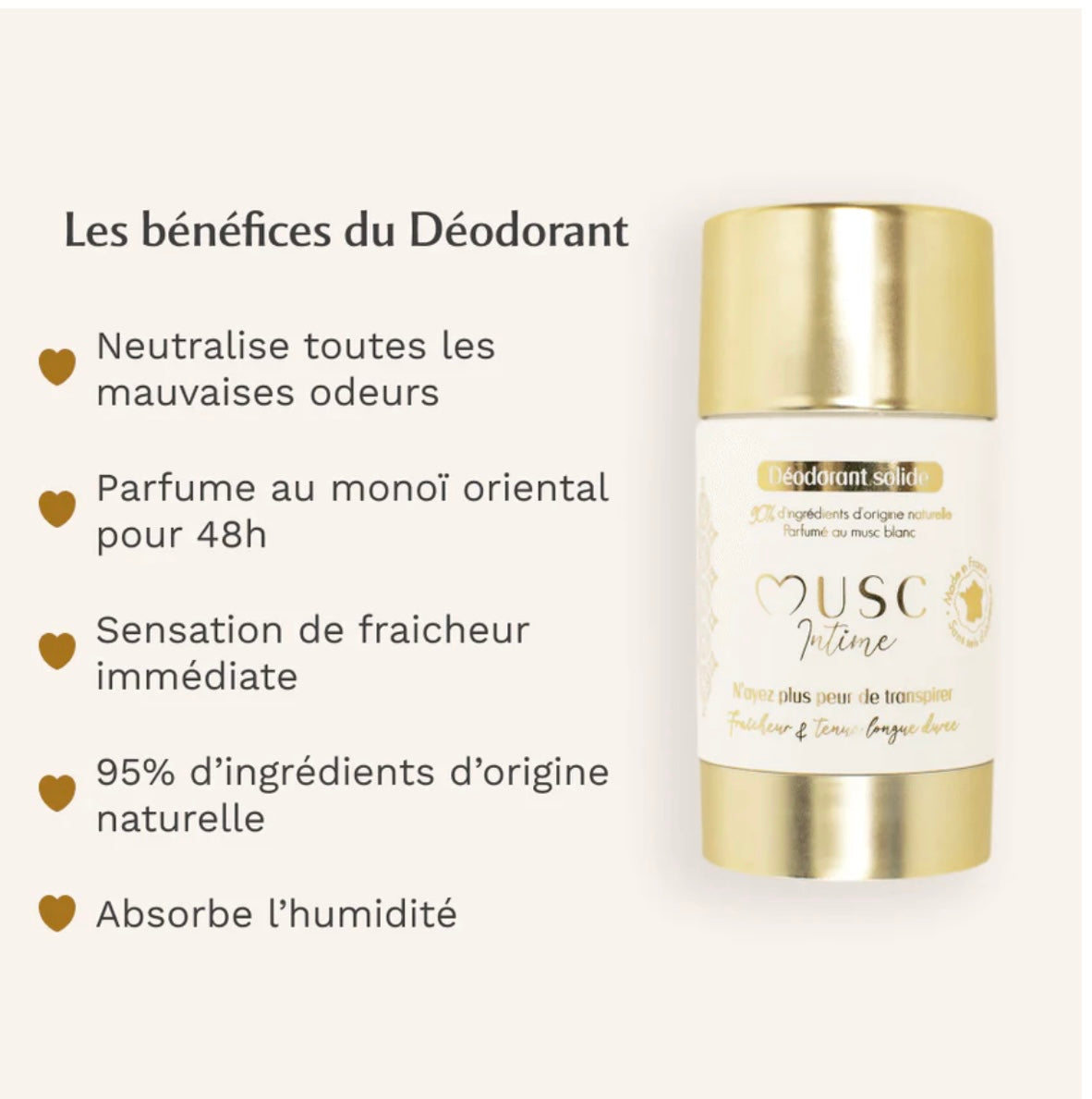 Musc Intime - Déodorant Solide Naturel Au Monoï